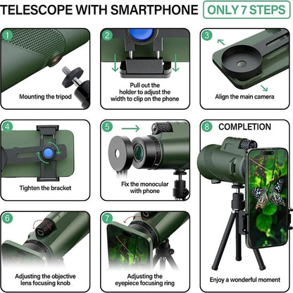 EagleSight 80x100 Monocular with tripod & phone clip.